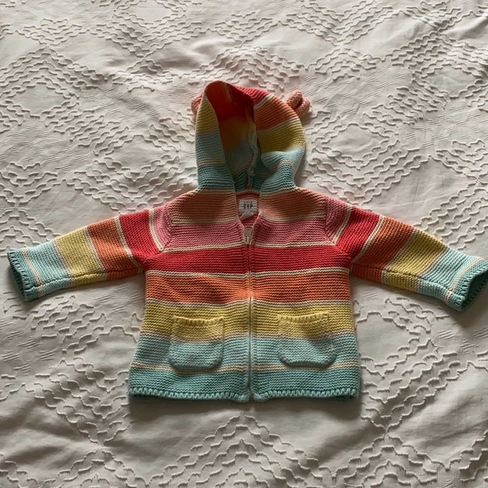 Baby gap 3-6 rainbow zip hoodie with animal ears